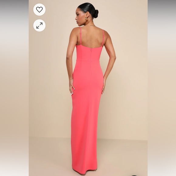 NWT Lulu’s Impressive Glamour Coral Pink Sleeveless Column Maxi Dress - Picture 2 of 7
